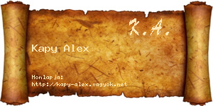 Kapy Alex névjegykártya
